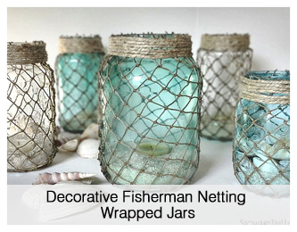 Decorative Fisherman Netting Wrapped Jars