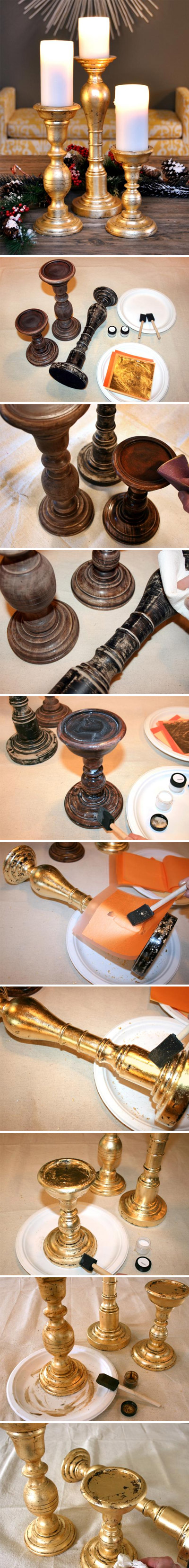 Gold-Leafed Candlesticks