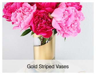 gold striped vases