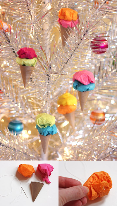 Ice cream cone ornaments
