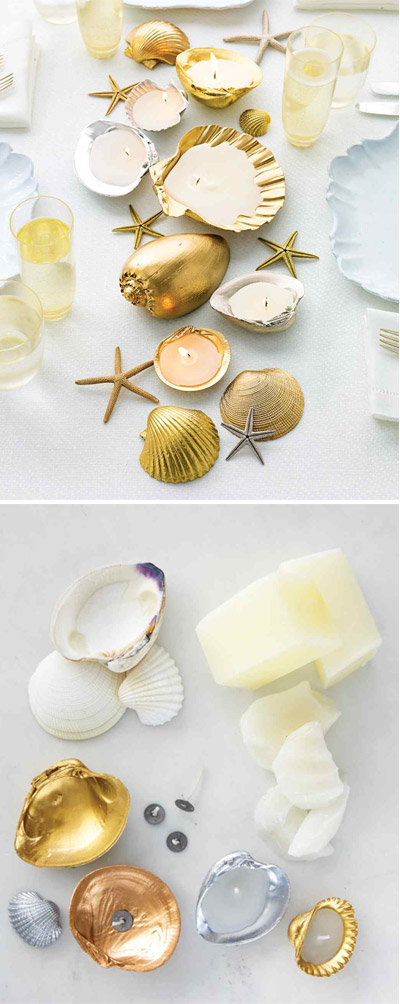 Metallic Shell Candleholder Centerpiece 