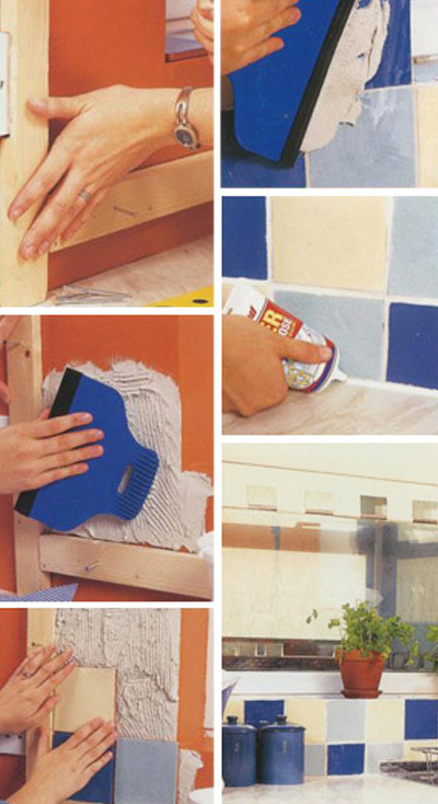Colourful tiled splashback
