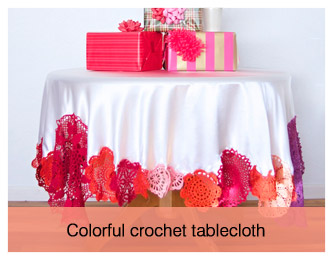 colourful crochet tablecloth