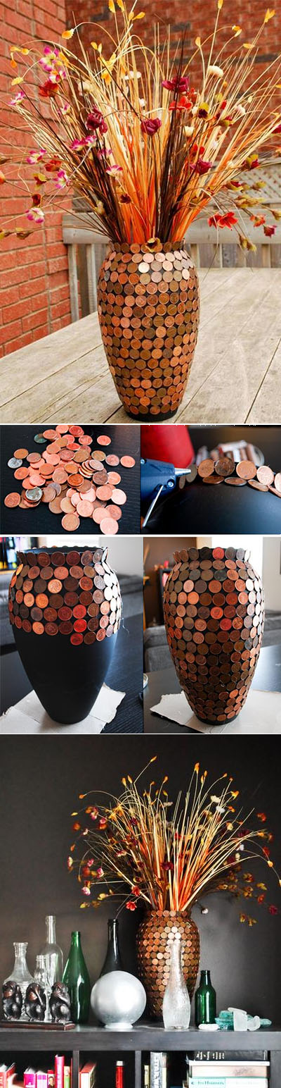 Decorated Coins Vase