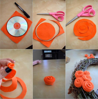 Felt roses wreath