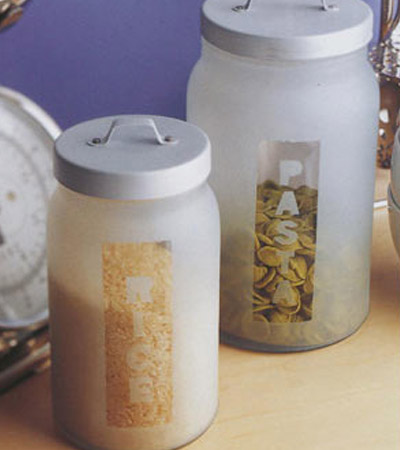 frosted glass jars