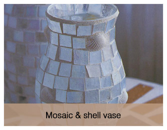 Mosaic & shell vase