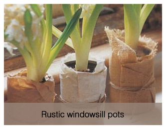 rustic windowsill pots