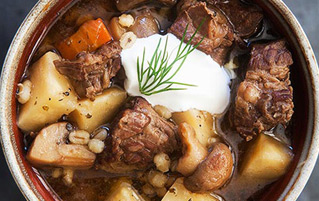 Beef and Barley Stew with Mushrooms