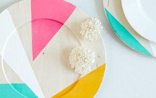 Colour Block Wooden Plates