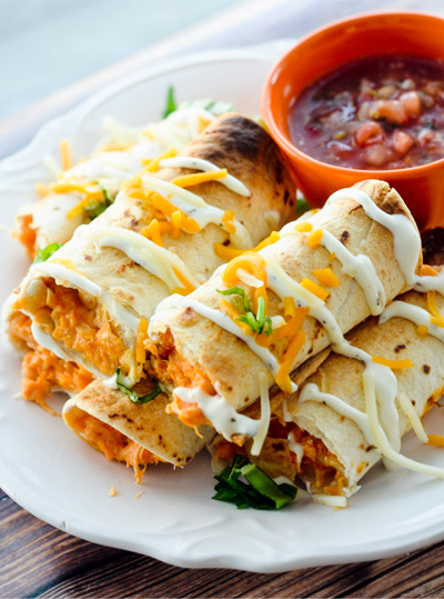 Baked Bufffalo Chicken Taquitos