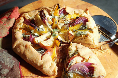 Squash, Apple and Onion Galette with Roquefort Cheese