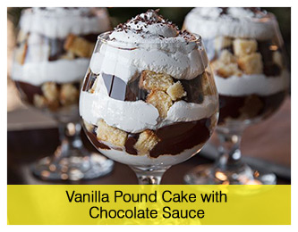 Vanilla Pound Cake with Chocolate Sauce