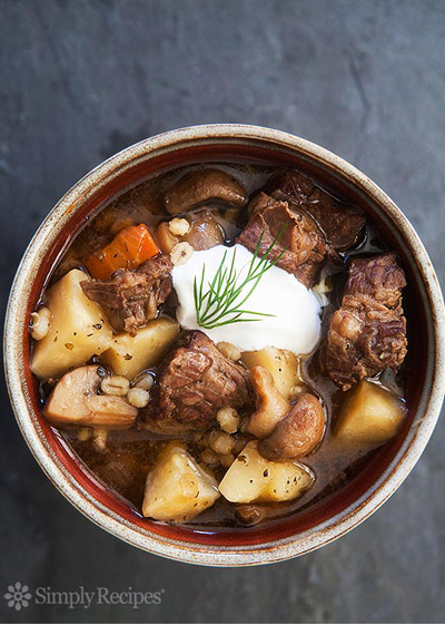 Beef and Barley Stew with Mushrooms