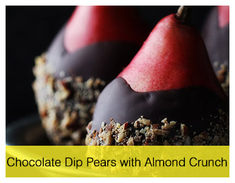 Chocolate Dip Pears with Almond Crunch