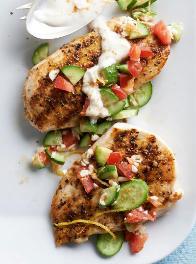 Grilled Chicken with Lemon-Cucumber Relish
