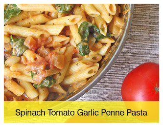 Spinach tomato garlic penne pasta